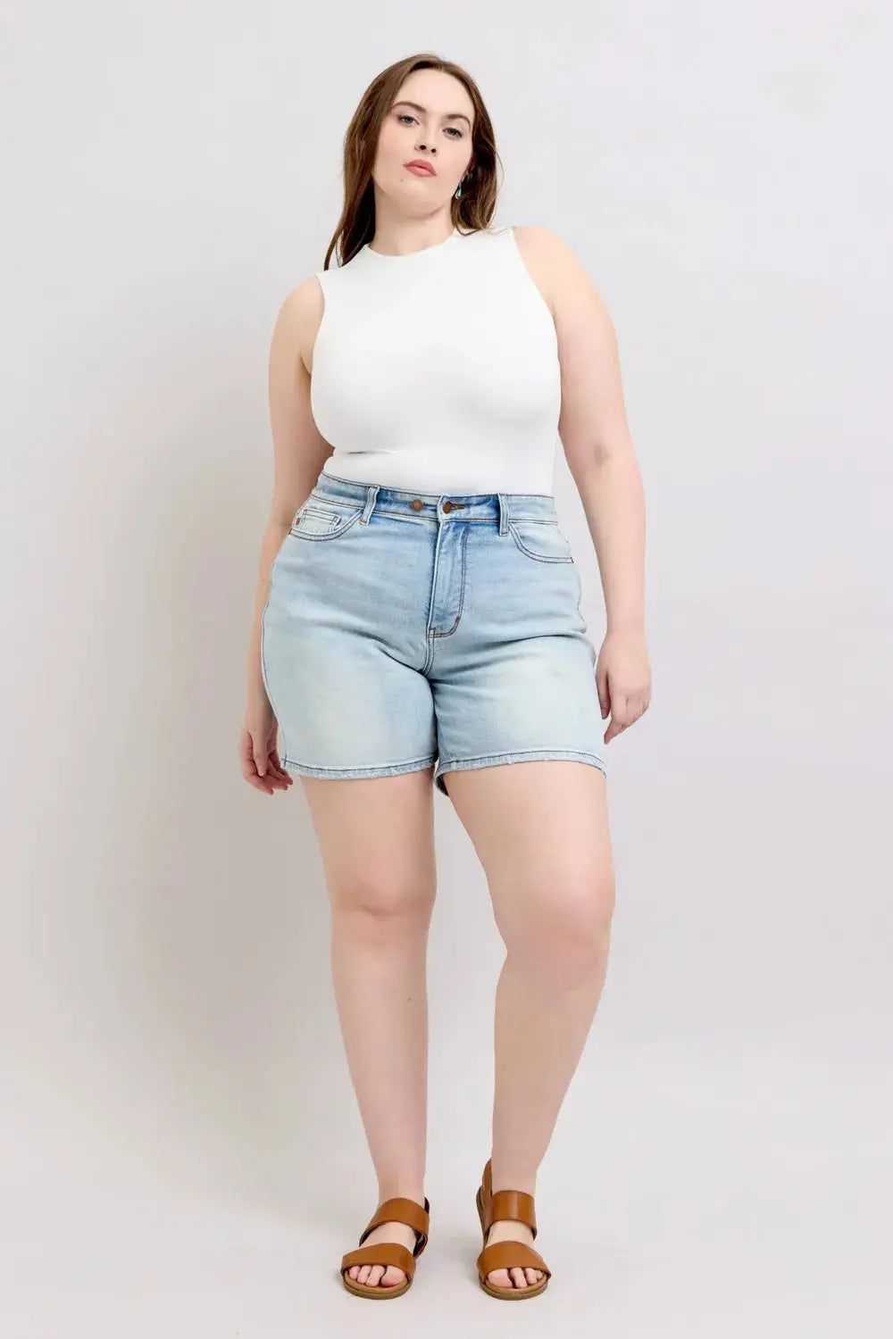 Judy Blue Jeans Plus Size 2 Button Denim Shorts with Pockets - Be Bliss Boutique