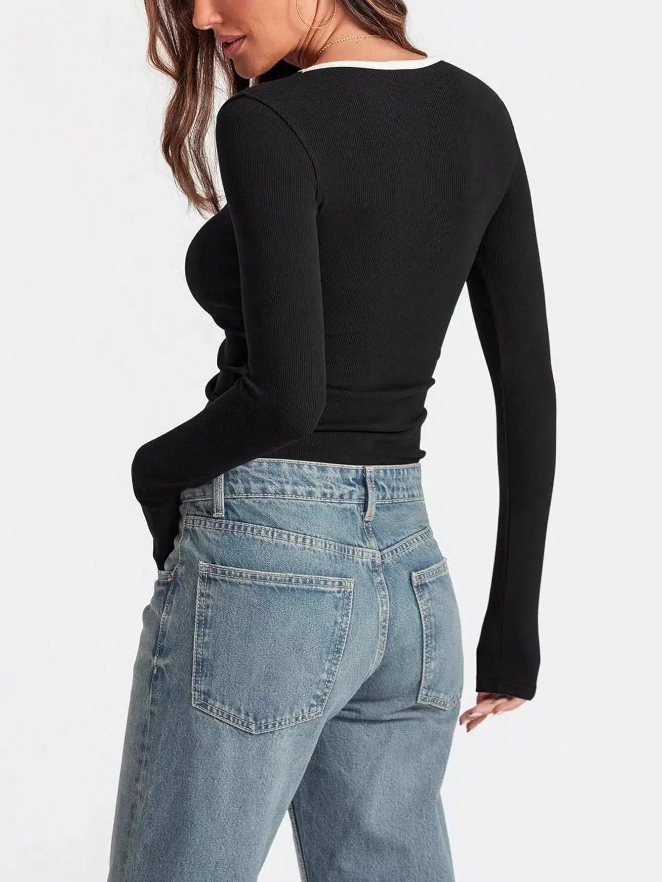 Scoop Neck Long Sleeve T Shirt - Be Bliss Boutique