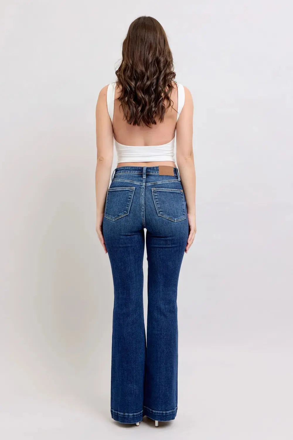 Full Size High Rise Flare Judy Blue Jeans with Pockets - Be Bliss Boutique