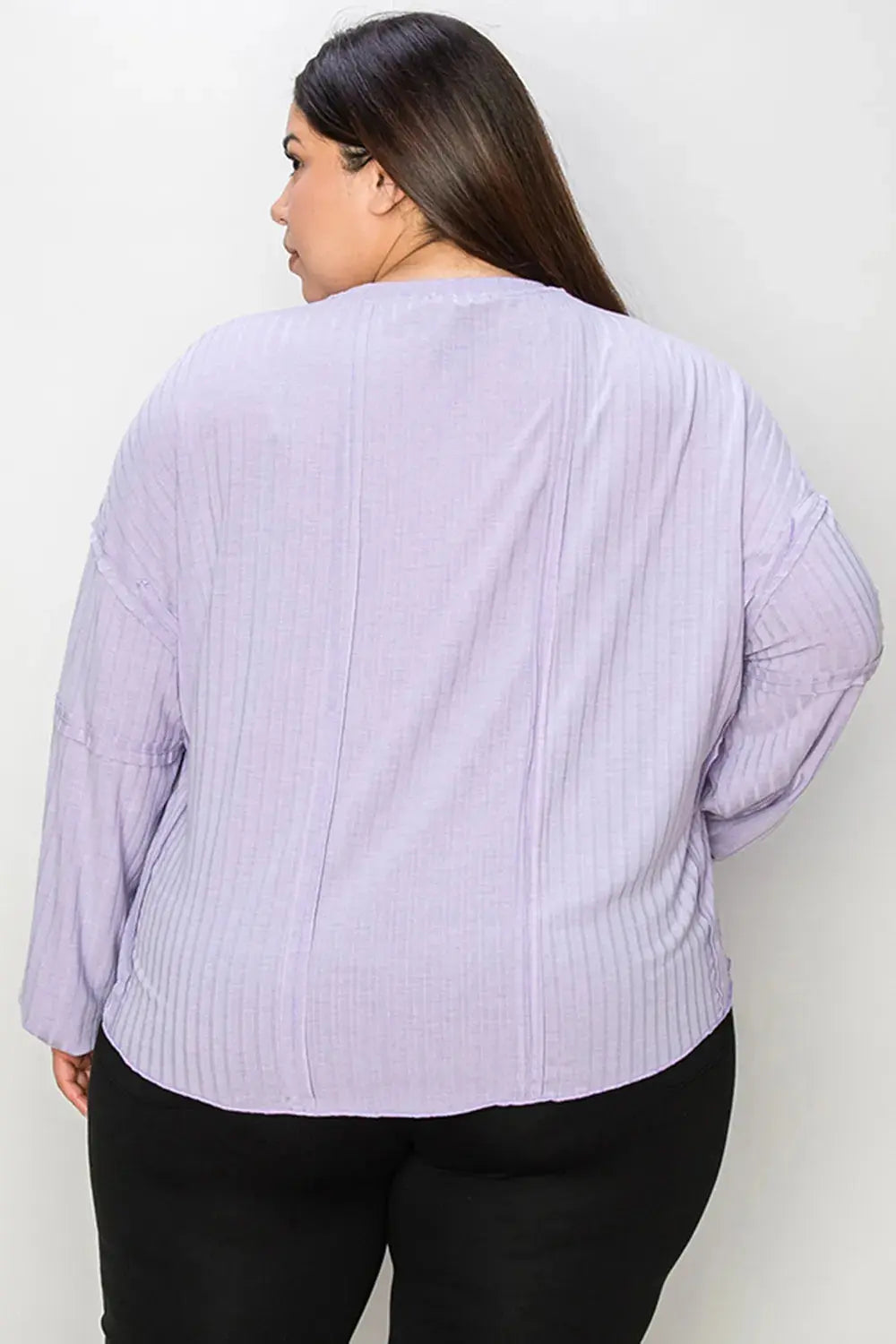 Basic Bae Full Size Round Neck Ribbed Long Sleeve T Shirt - Be Bliss Boutique
