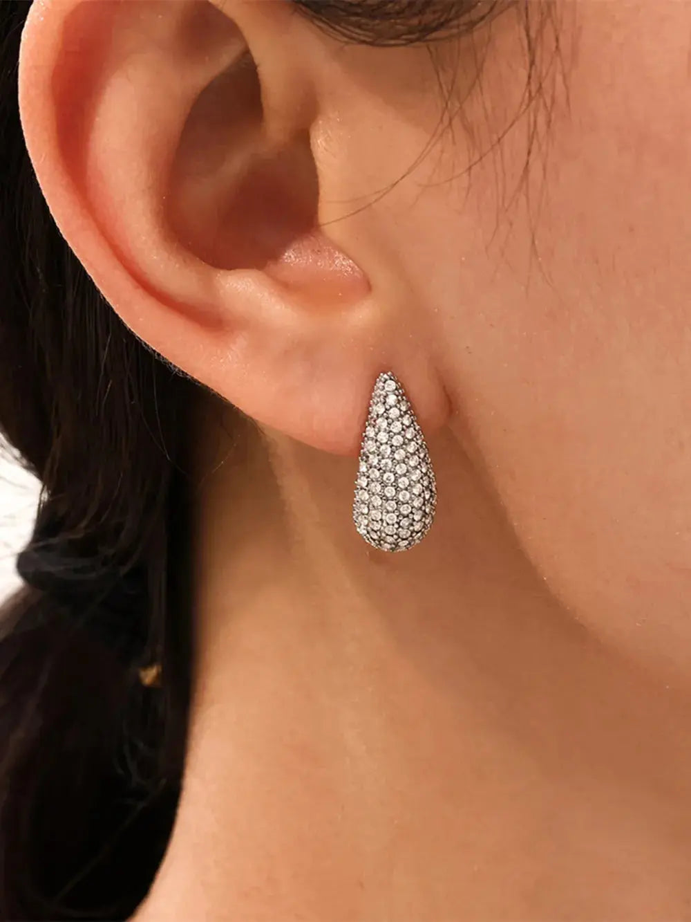 Stainless Steel Zircon Teardrop Stud Earrings – Multicolor & Crystal Options - Be Bliss Boutique