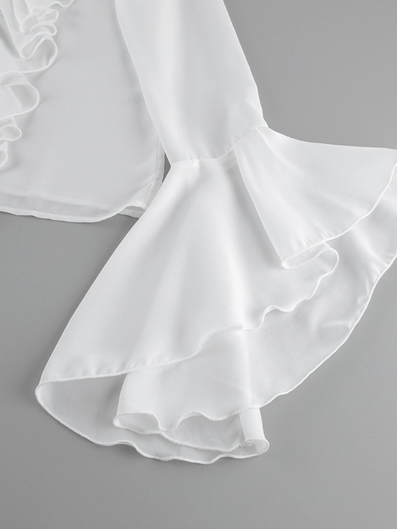 Ruffle Trim Flounce Sleeve Blouse - Be Bliss Boutique