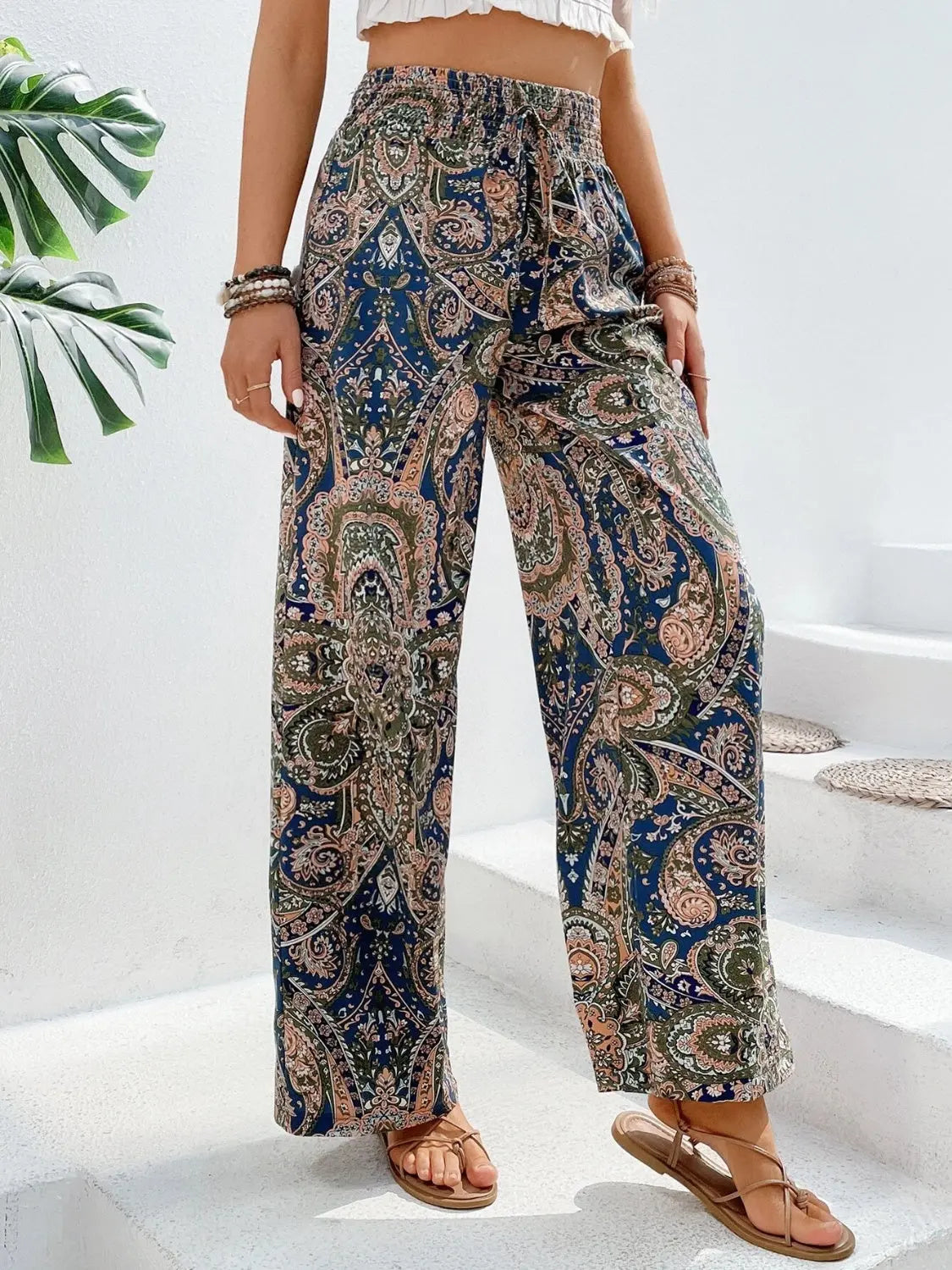 Printed Wide Leg Pants - Be Bliss Boutique