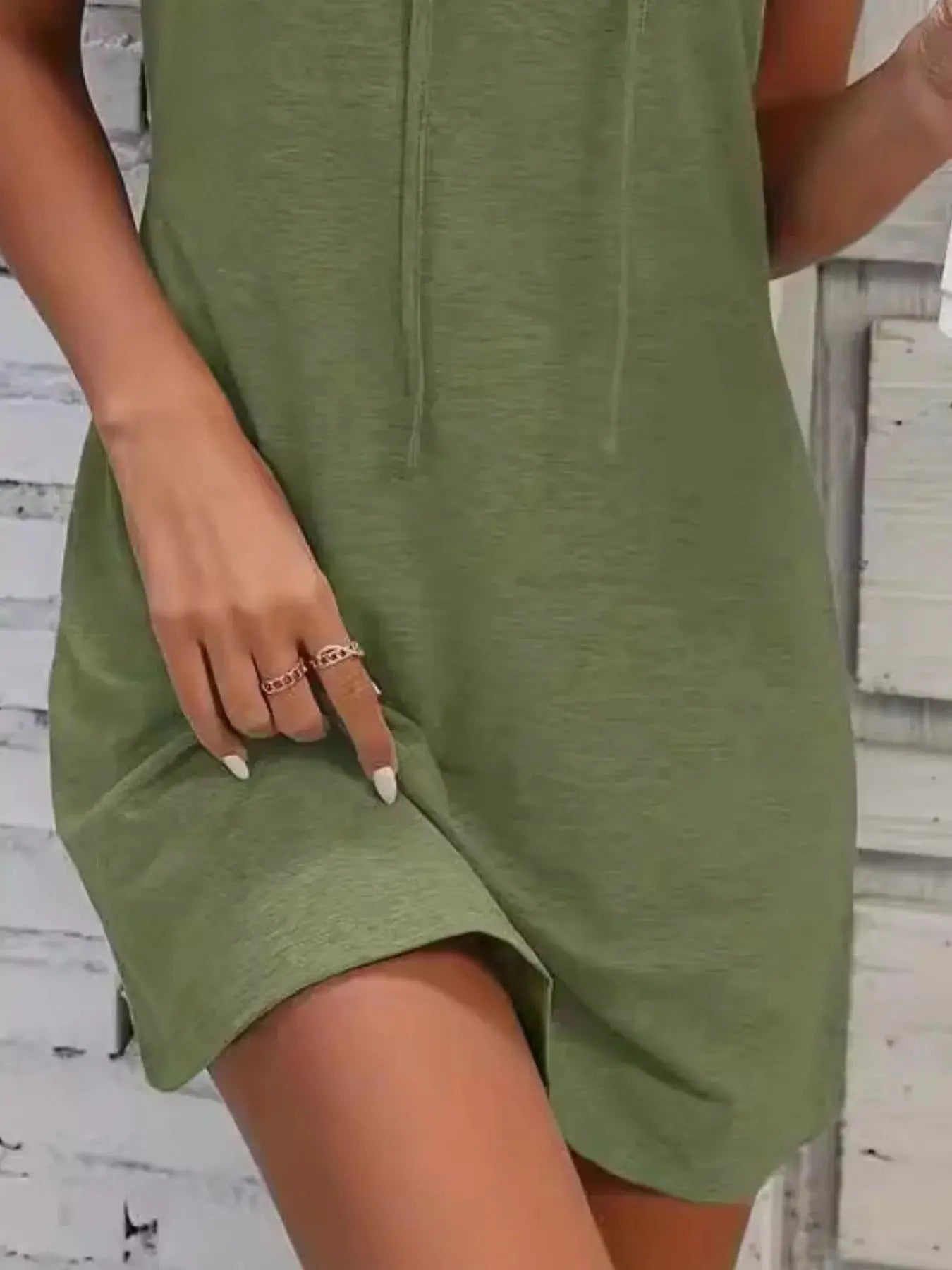 Full Size Drawstring Casual Sleeveless Hooded Mini Dress - Be Bliss Boutique