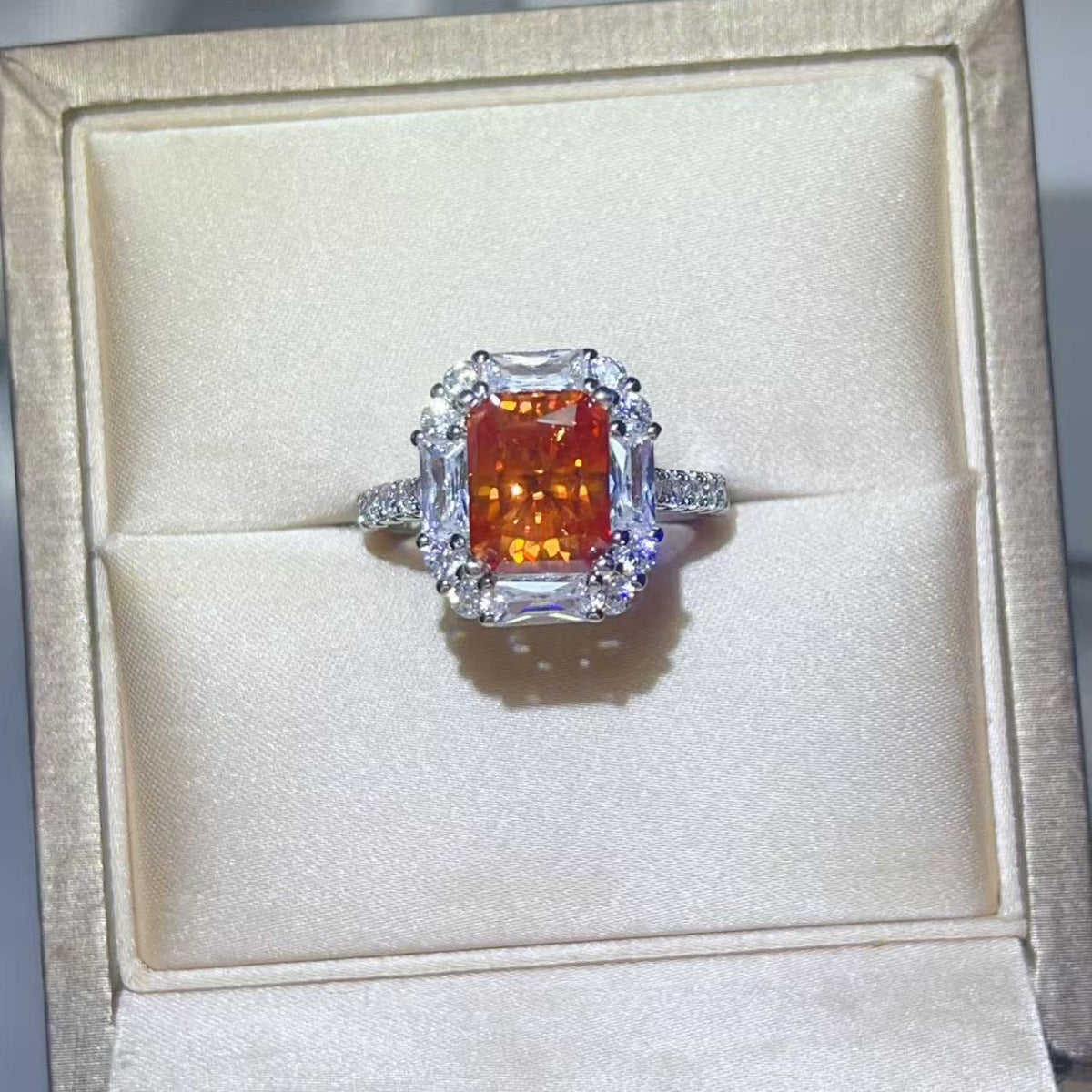 3 Carat Emerald Cut Moissanite Halo Ring - Be Bliss Boutique