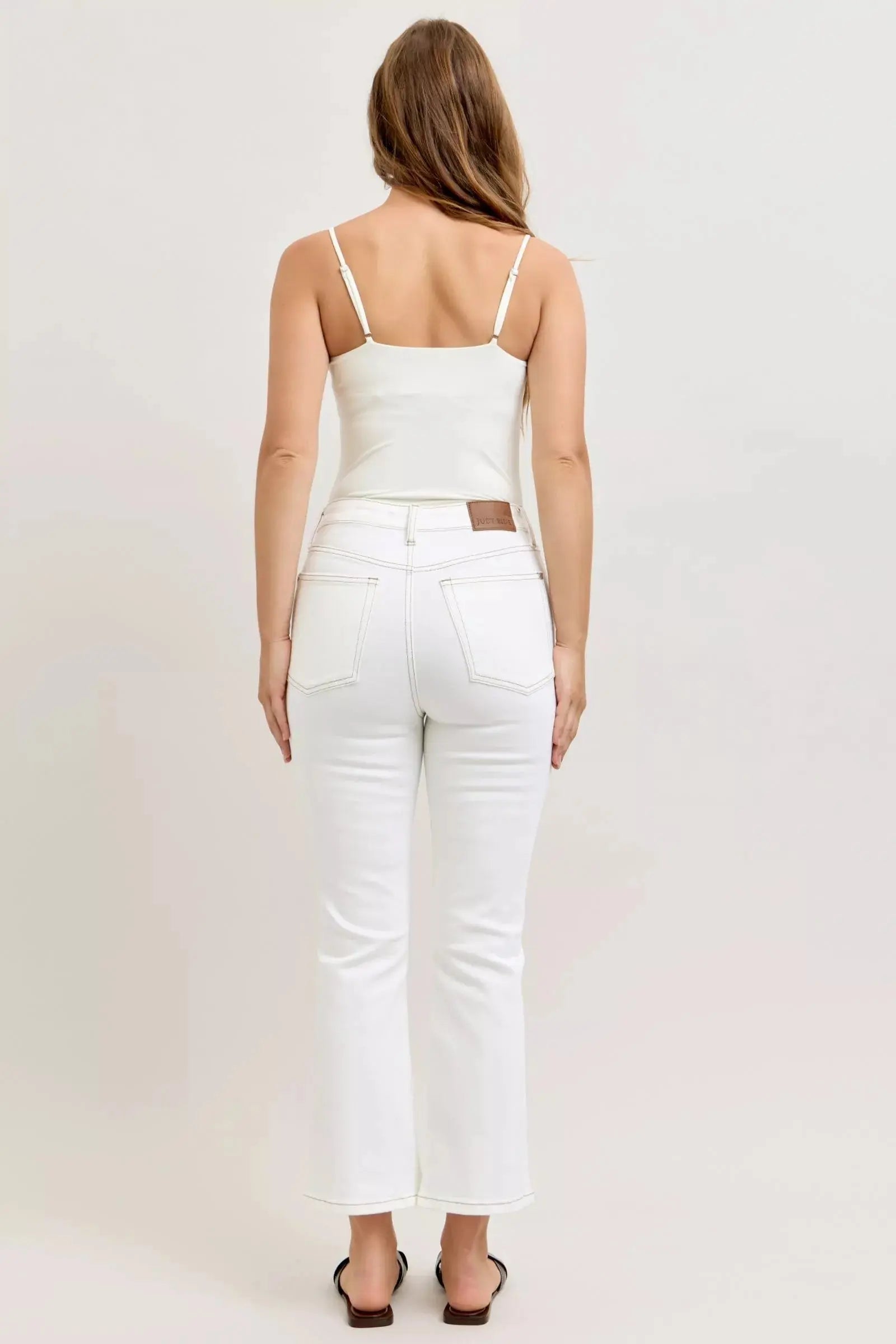 Judy Blue Jeans - Contrast Stitching Cropped Flare Jeans - Be Bliss Boutique