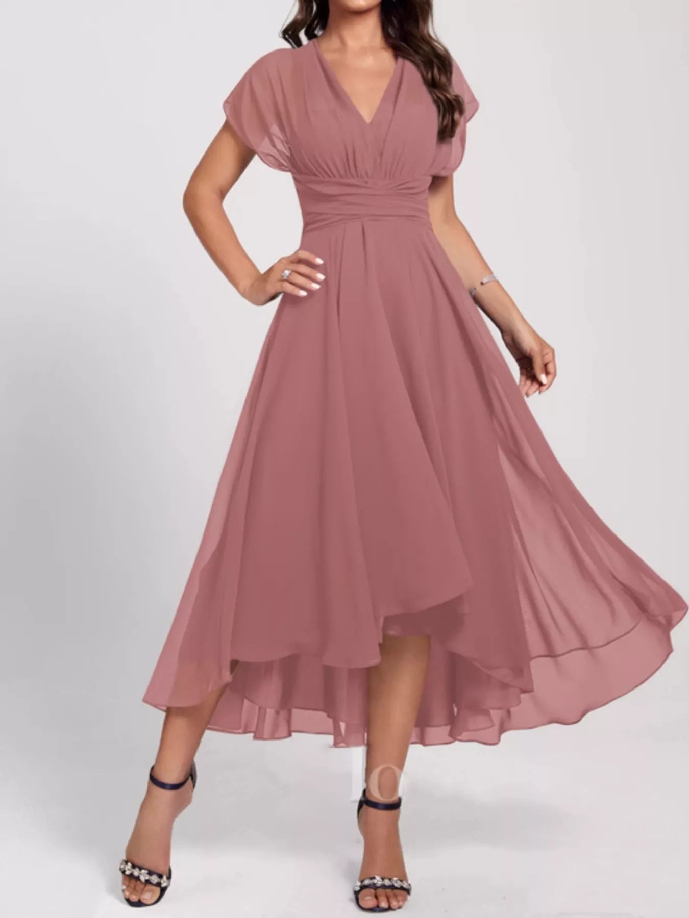 Ruched Crisscross A Line Midi Dress - Be Bliss Boutique