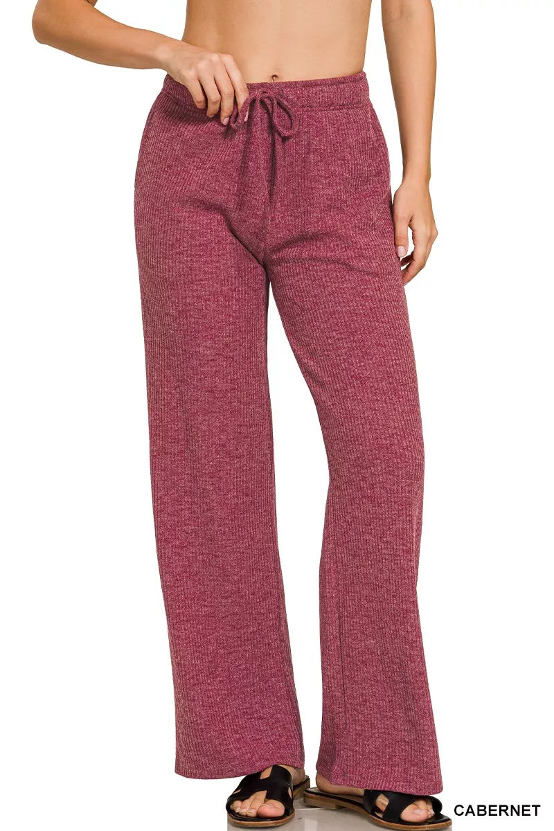 Zenana Ribbed Drawstring Lounge Pants - Be Bliss Boutique