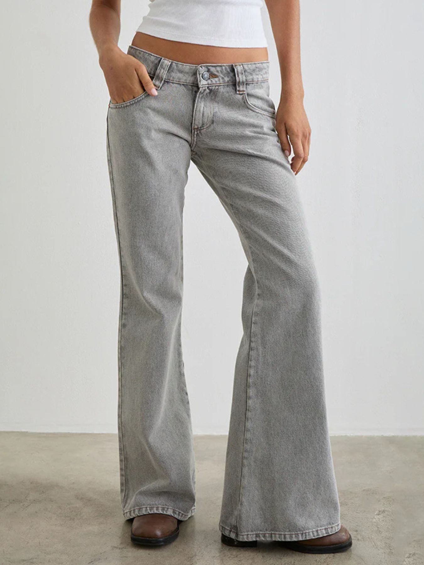 Low Rise Flare Leg Jeans - Be Bliss Boutique