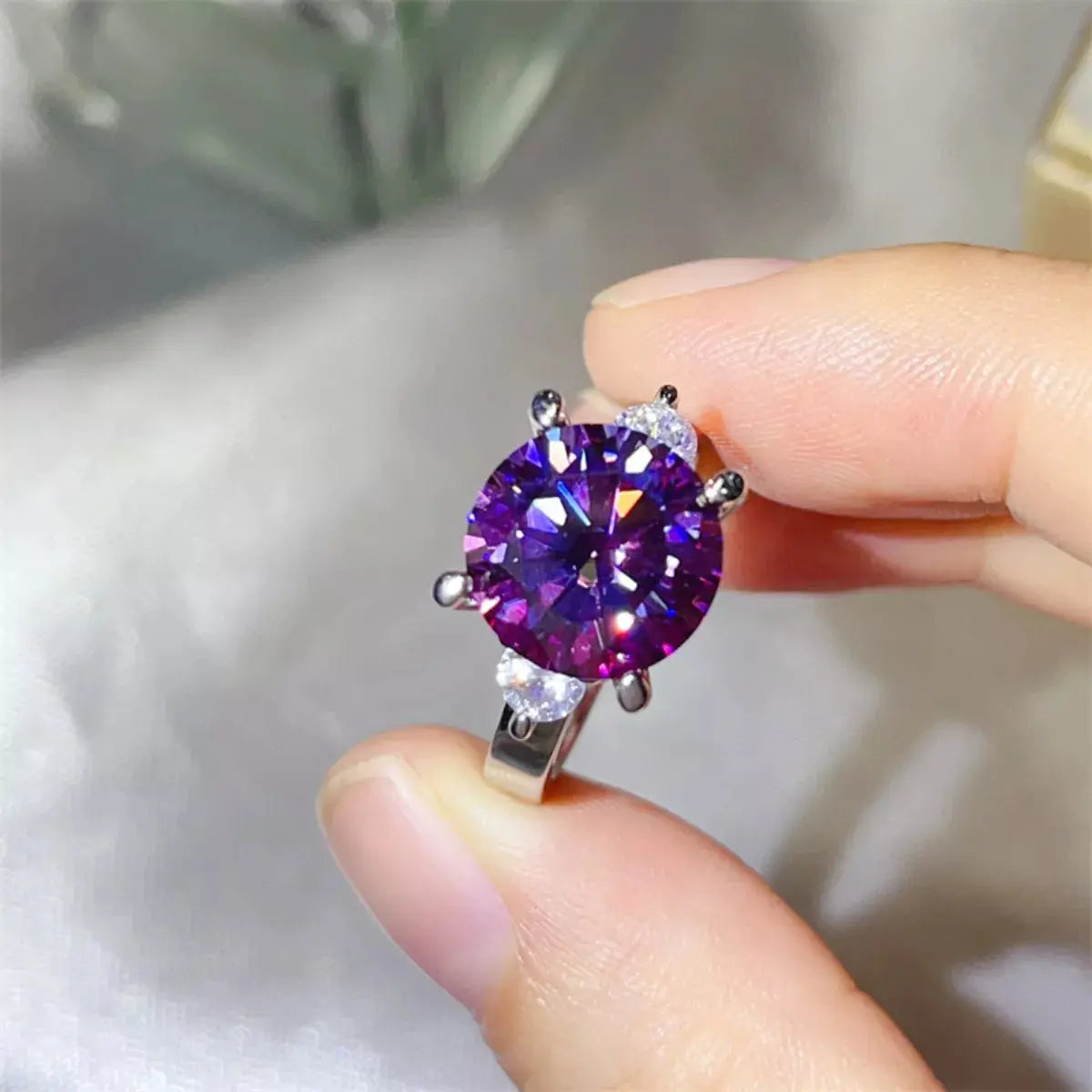 925 Sterling Silver Purple 5 Carat Moissanite Ring - Be Bliss Boutique