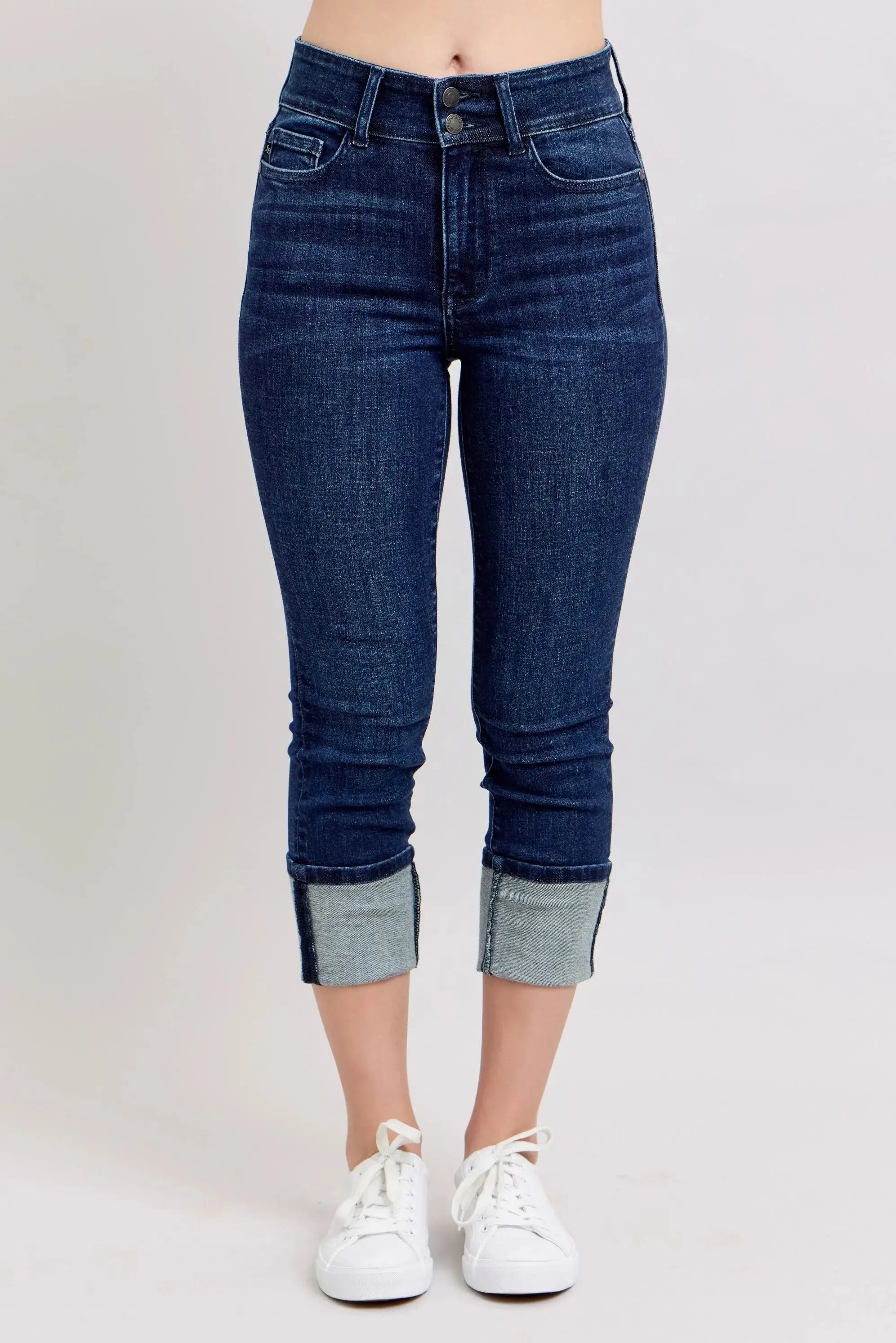 High-Waist Double Waist Band Skinny Leg Judy Blue Jeans - Be Bliss Boutique