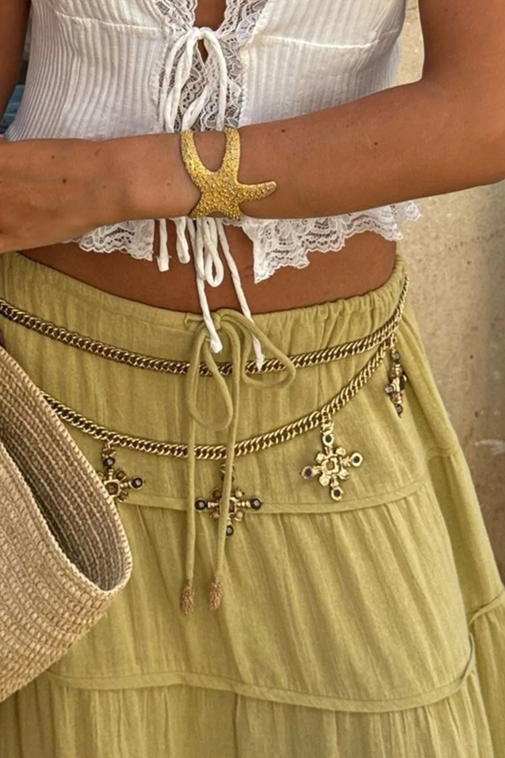 Boho Tiered Maxi Skirt with Drawstring Waist - Be Bliss Boutique