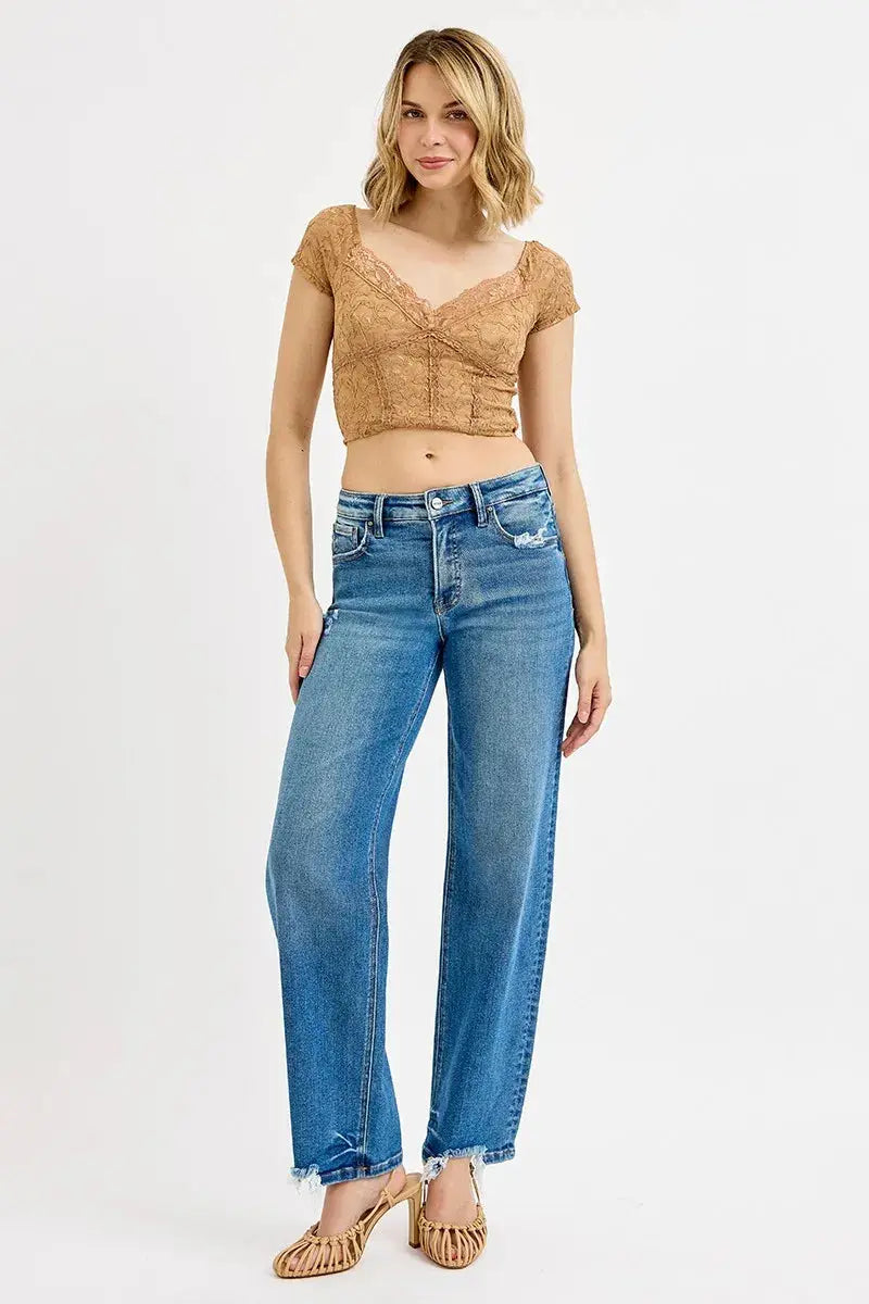 Full Size/Plus Size Mid Rise Baggy RISEN Jeans - Be Bliss Boutique