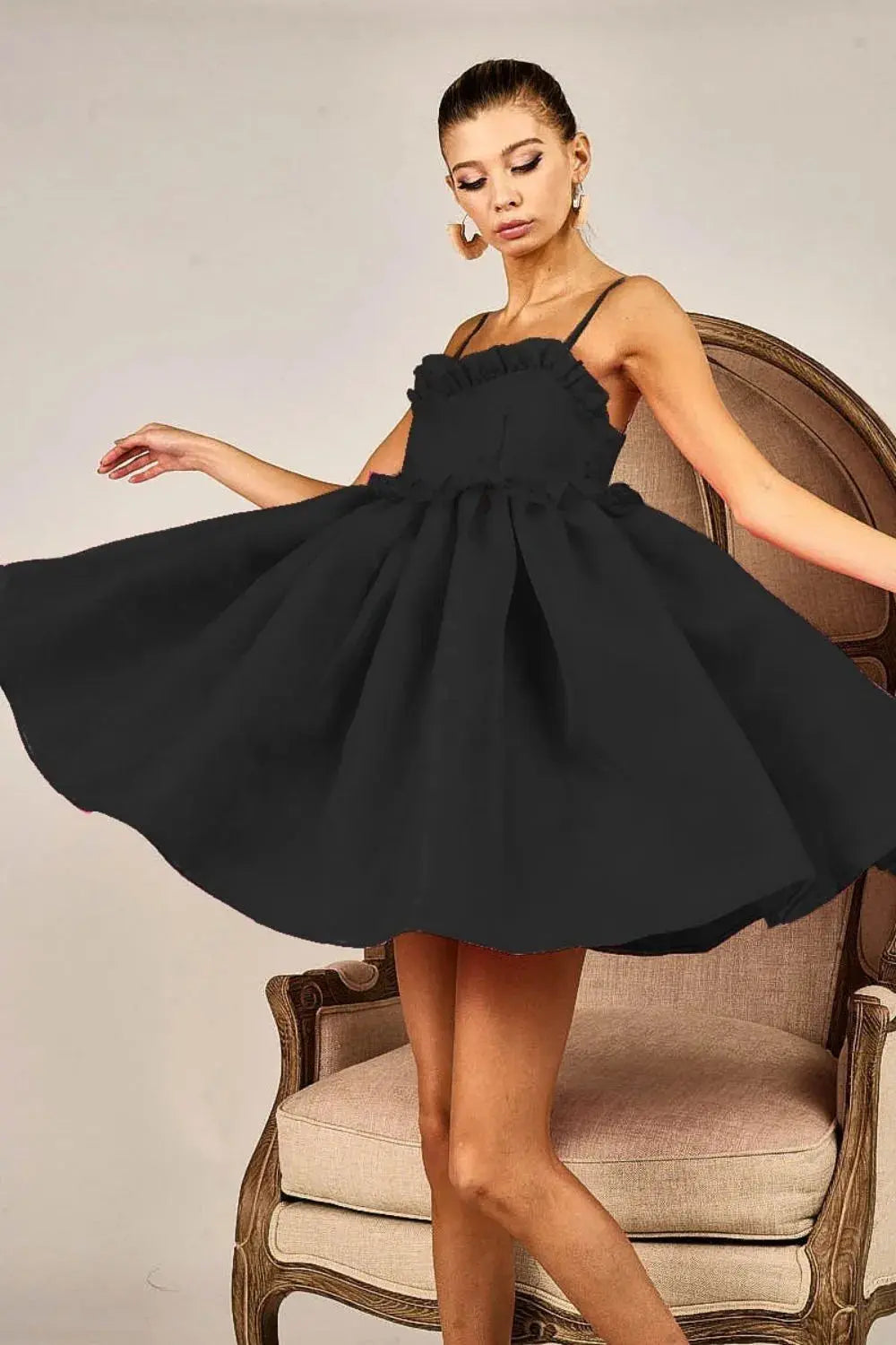 BiBi Ruffled Edge Sweet Heart Neck Sleeveless Tulle Dress - Be Bliss Boutique