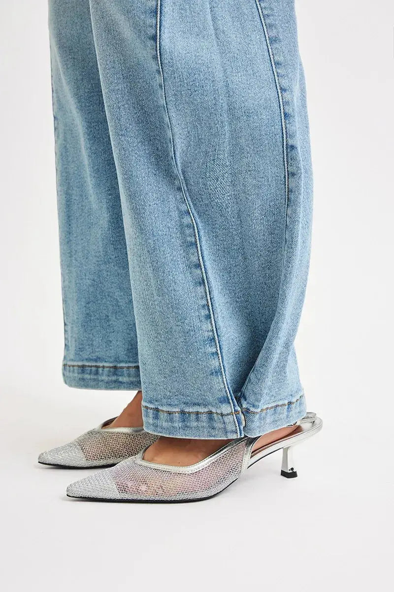 RISEN Jeans - Mid Rise Wide Barrel Transferable Leg Snap Jeans - Be Bliss Boutique