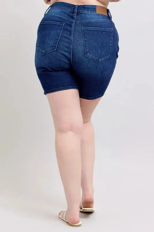 Judy Blue Full Size/Plus Size High Waist V-Front Bermuda Shorts - Be Bliss Boutique