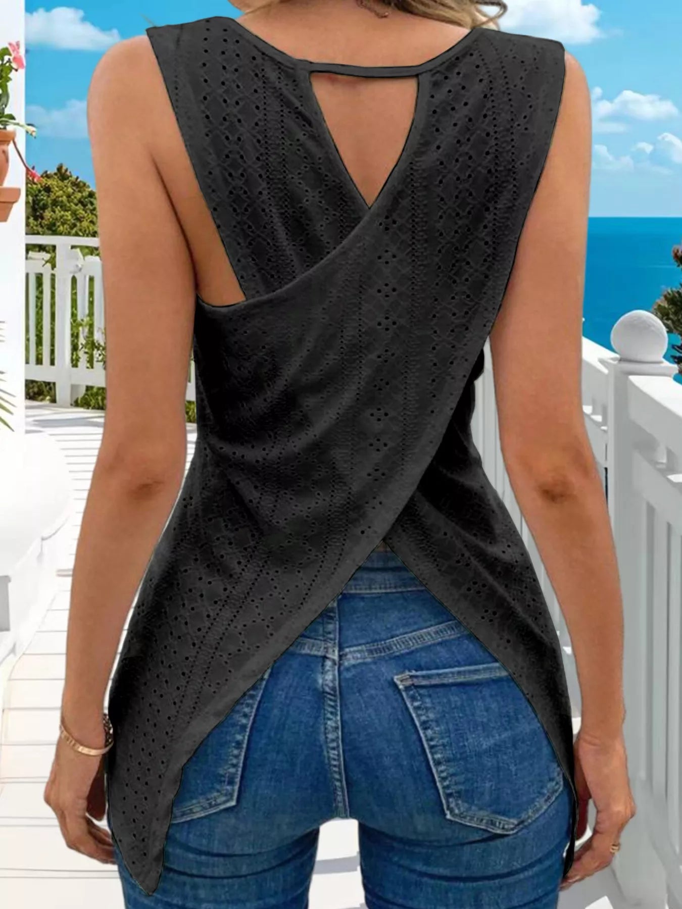 Hollow-Out Knit Tank Top - Be Bliss Boutique