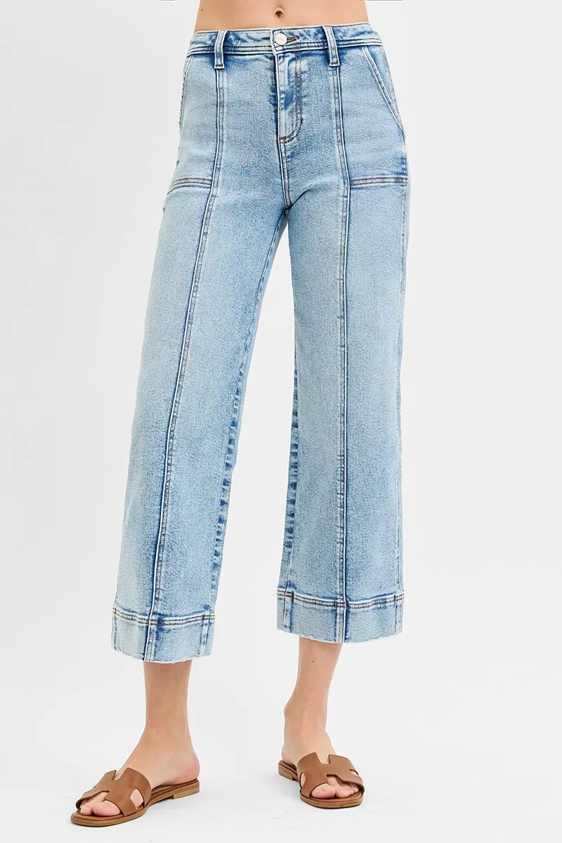 High-Rise Crop Wide-Leg Front-Seam RISEN Jeans – Full & Plus Size - Be Bliss Boutique