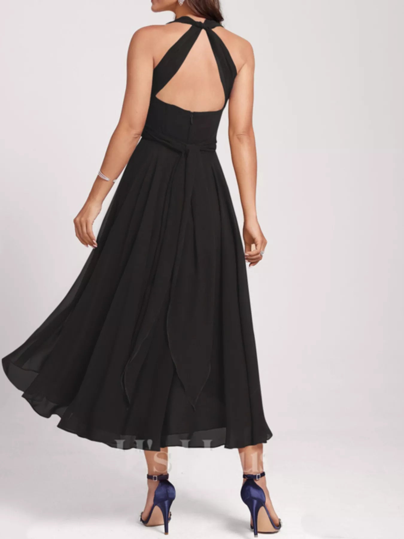 Ruched Crisscross A Line Midi Dress - Be Bliss Boutique