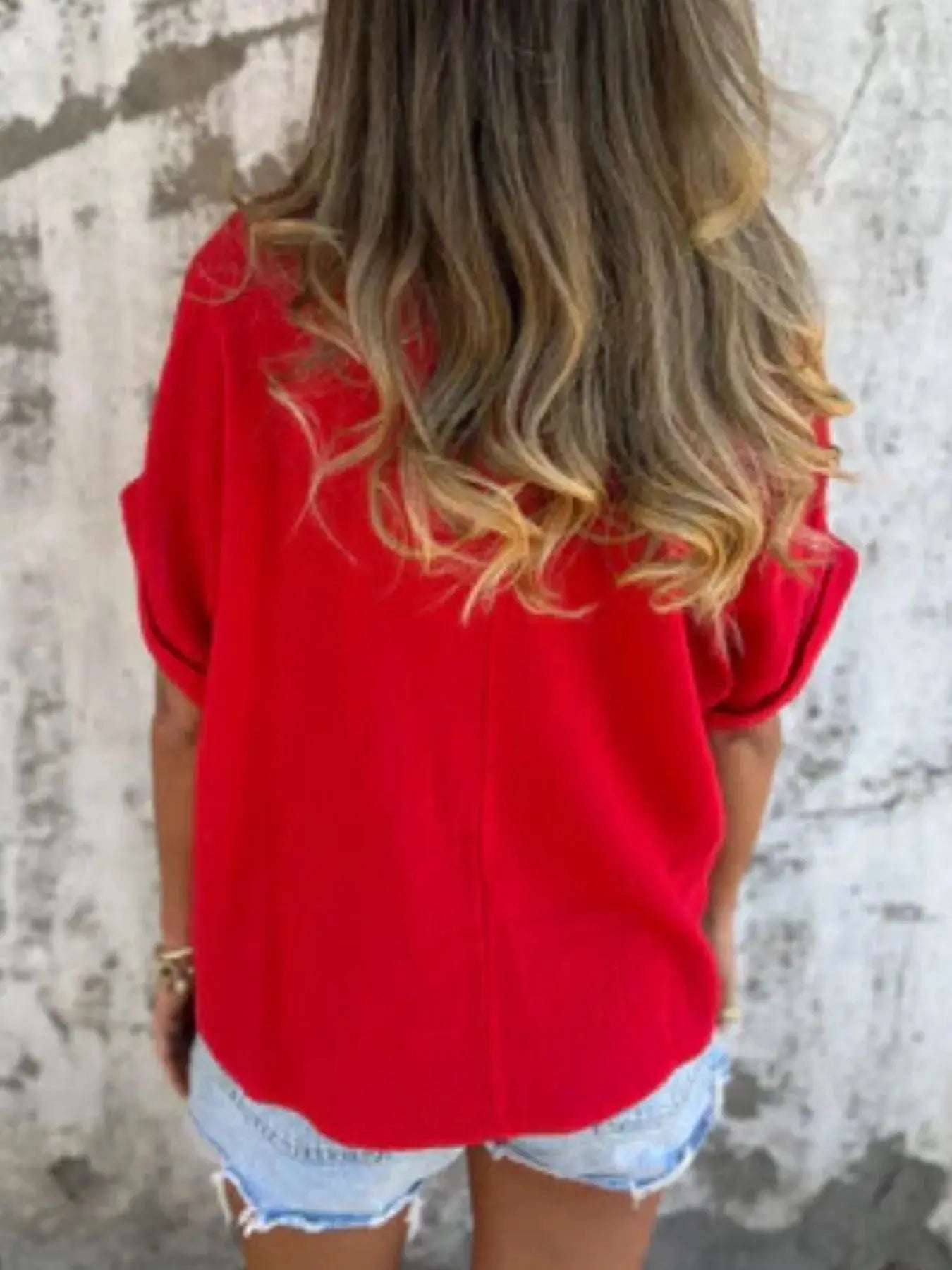 Full Size Relaxed Fit Rolled Sleeve T Shirt - Be Bliss Boutique