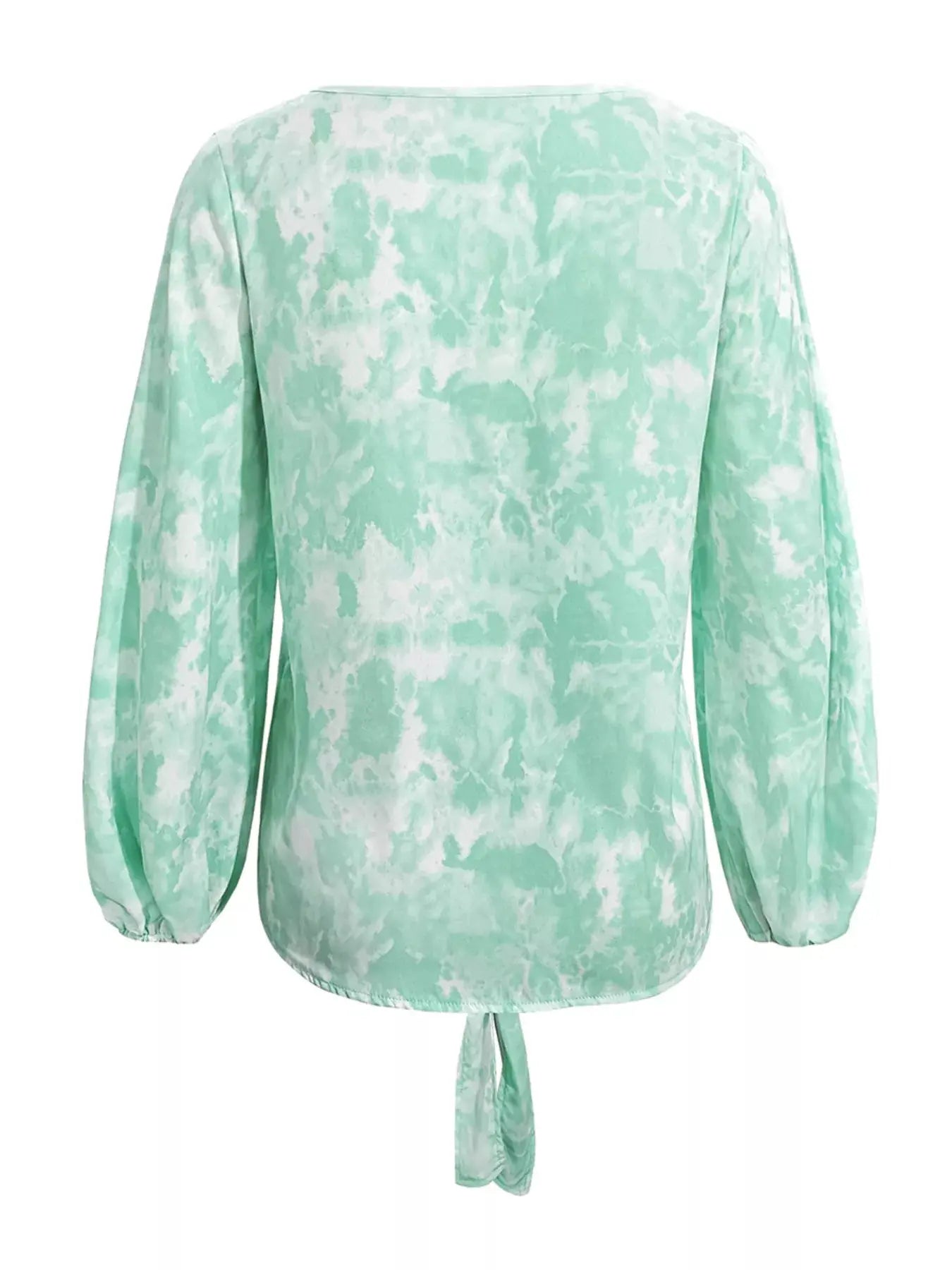 V-Neck Long Sleeve Tie Front Blouse - Be Bliss Boutique