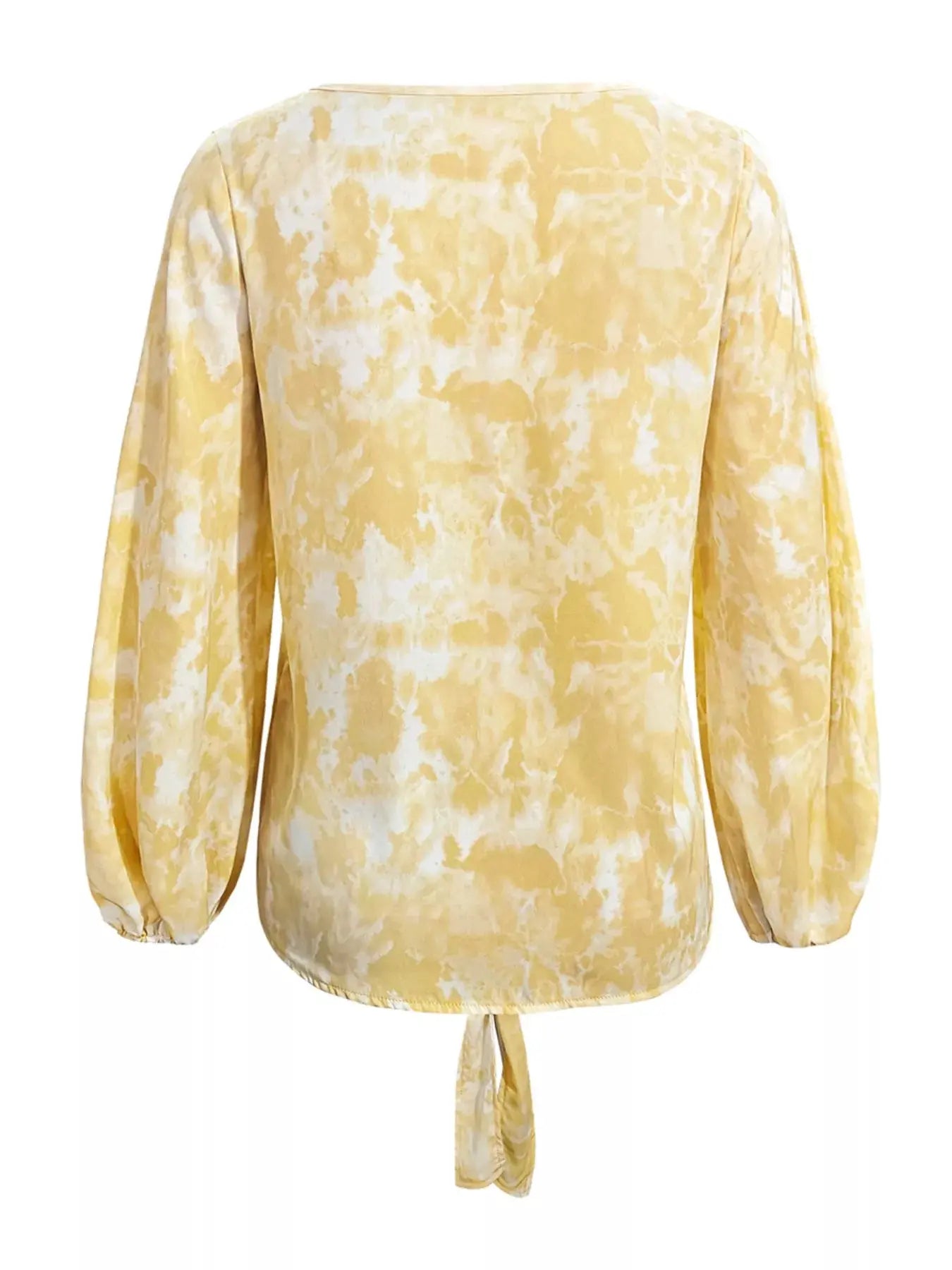 V-Neck Long Sleeve Tie Front Blouse - Be Bliss Boutique