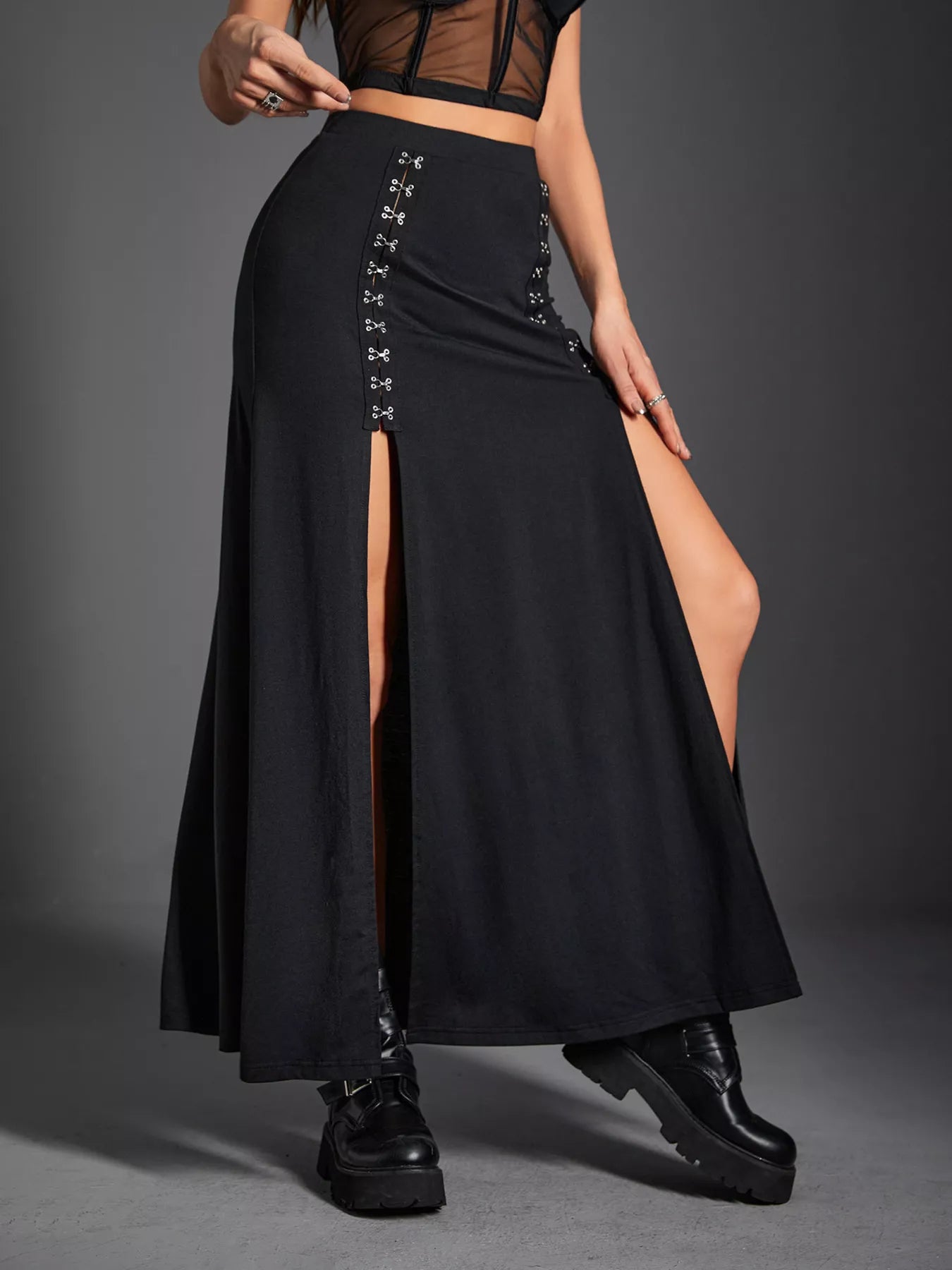 Double Slit High Waist Skirt - Be Bliss Boutique