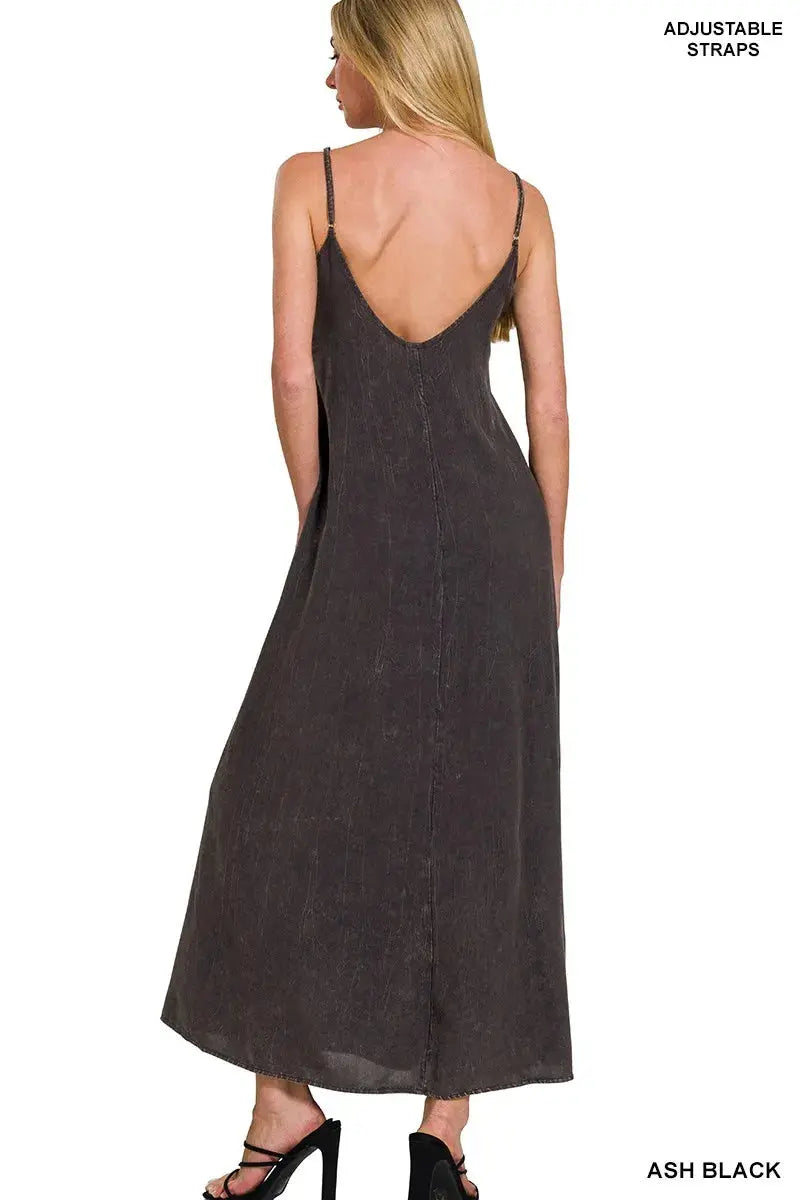 Zenana Mineral Washed Rayon Challis Cami Dress - Be Bliss Boutique