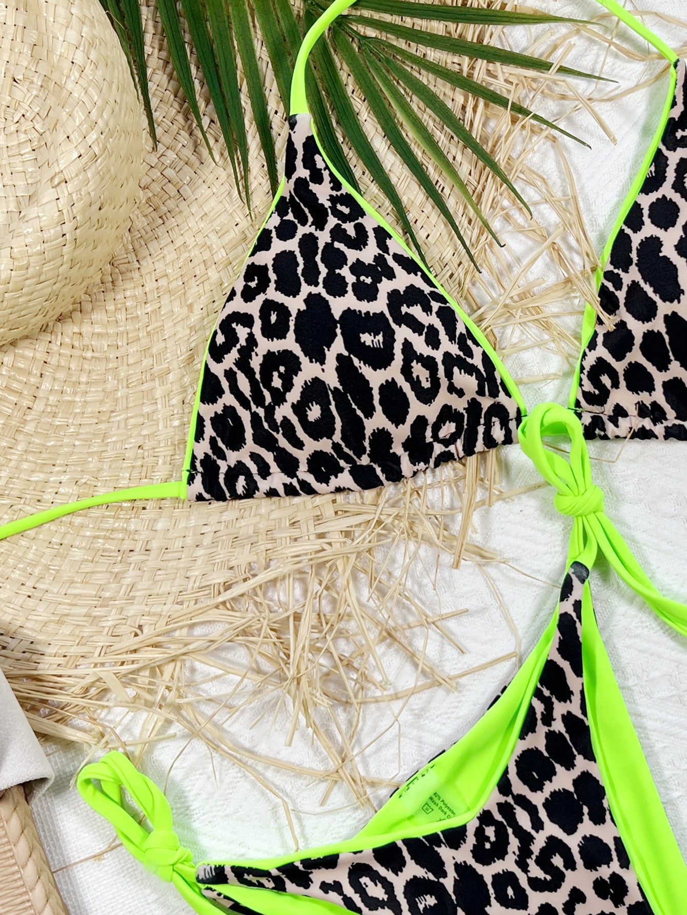 Leopard Print Halter Neck Tie Side Bikini Set - Be Bliss Boutique