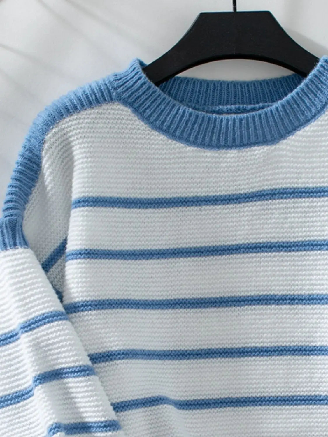 Striped Round Neck Long Sleeve Sweater - Be Bliss Boutique