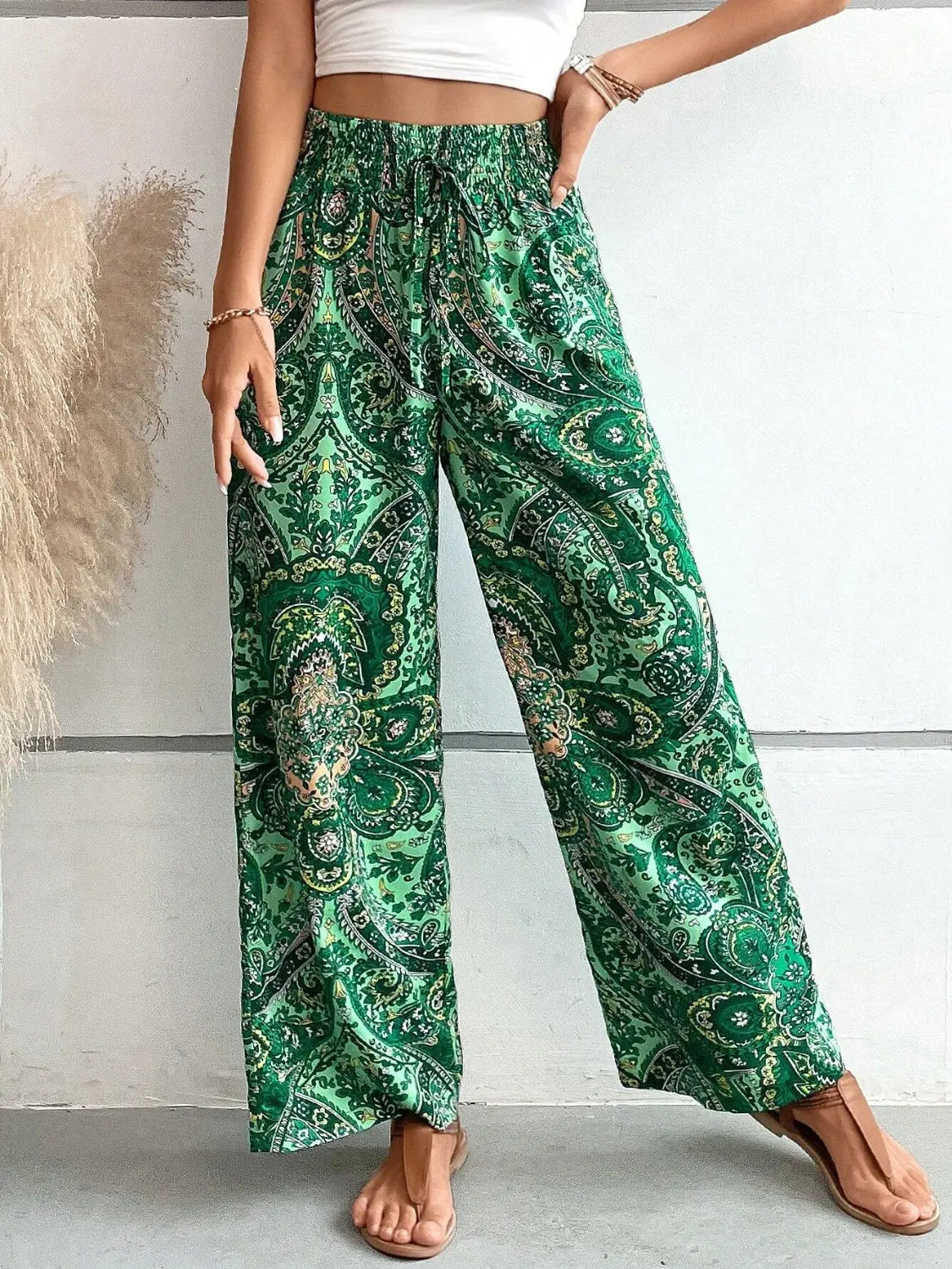 Printed Wide Leg Pants - Be Bliss Boutique