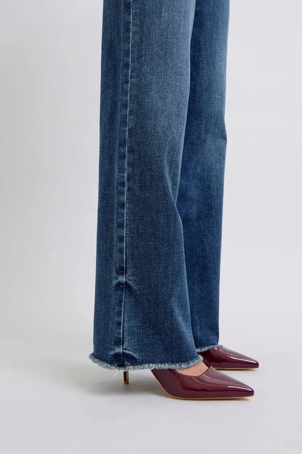 Full Size/Plus Size Raw Hem Mid Rise Judy Blue Jeans - Be Bliss Boutique
