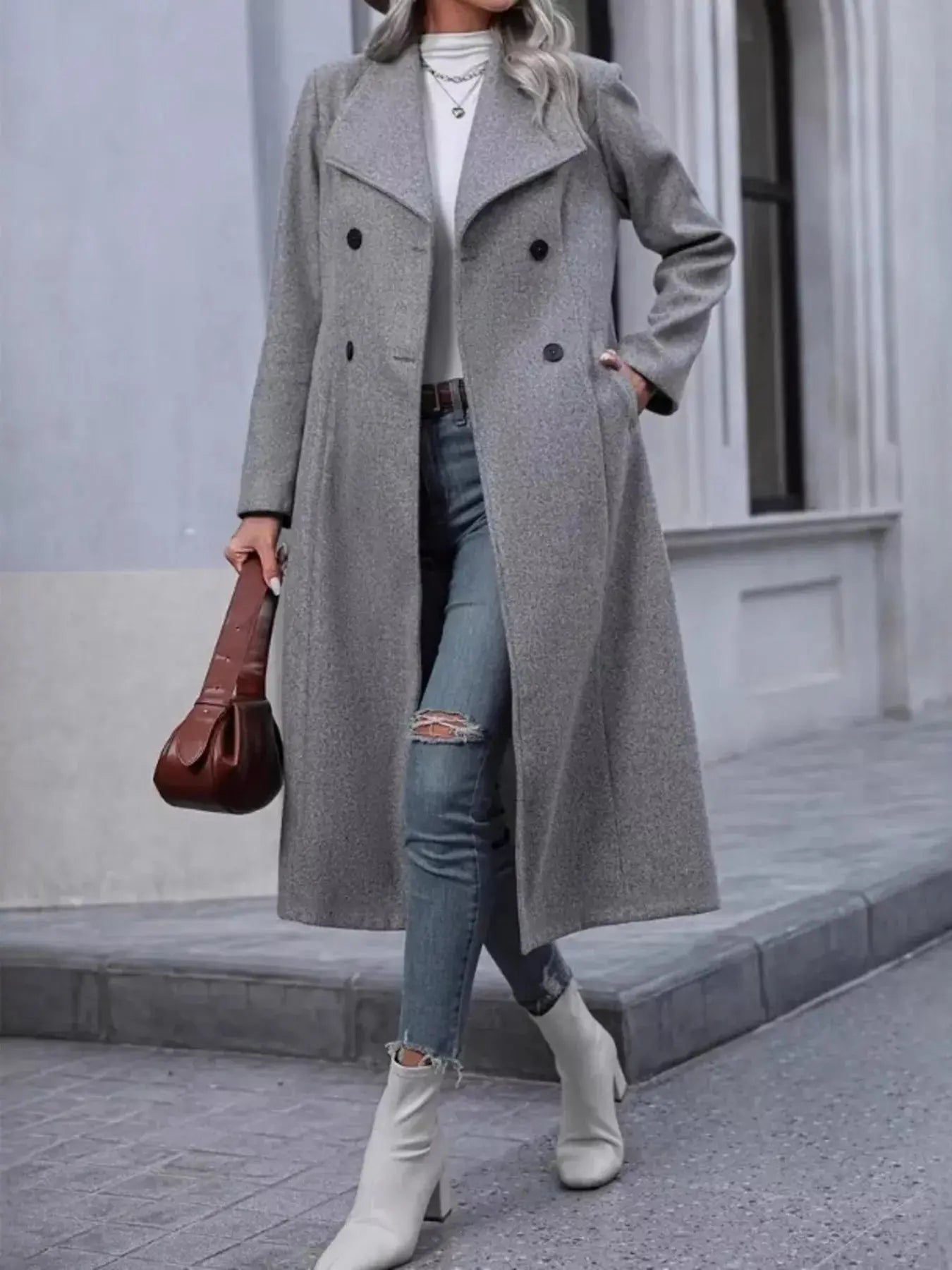 Double-Breasted Longline Overcoat - Be Bliss Boutique