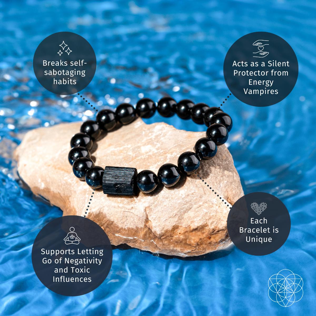 Habit Breaker - Black Obsidian & Tourmaline Bracelet - Be Bliss Boutique
