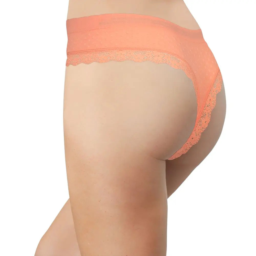Scalloped Dot and Lace Tag Free Seamless Thong - Be Bliss Boutique