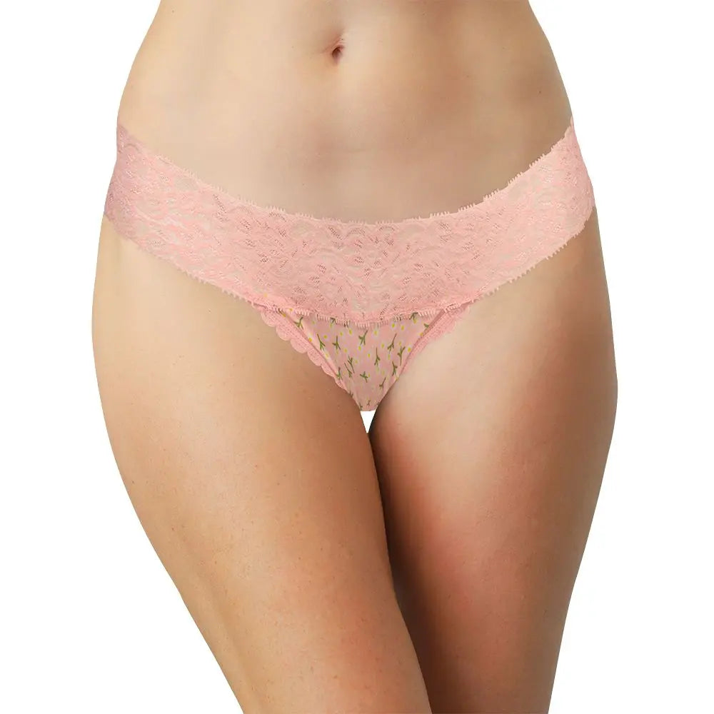 Ditsy Floral Laser Cut Thong with Lace Waistband - Be Bliss Boutique