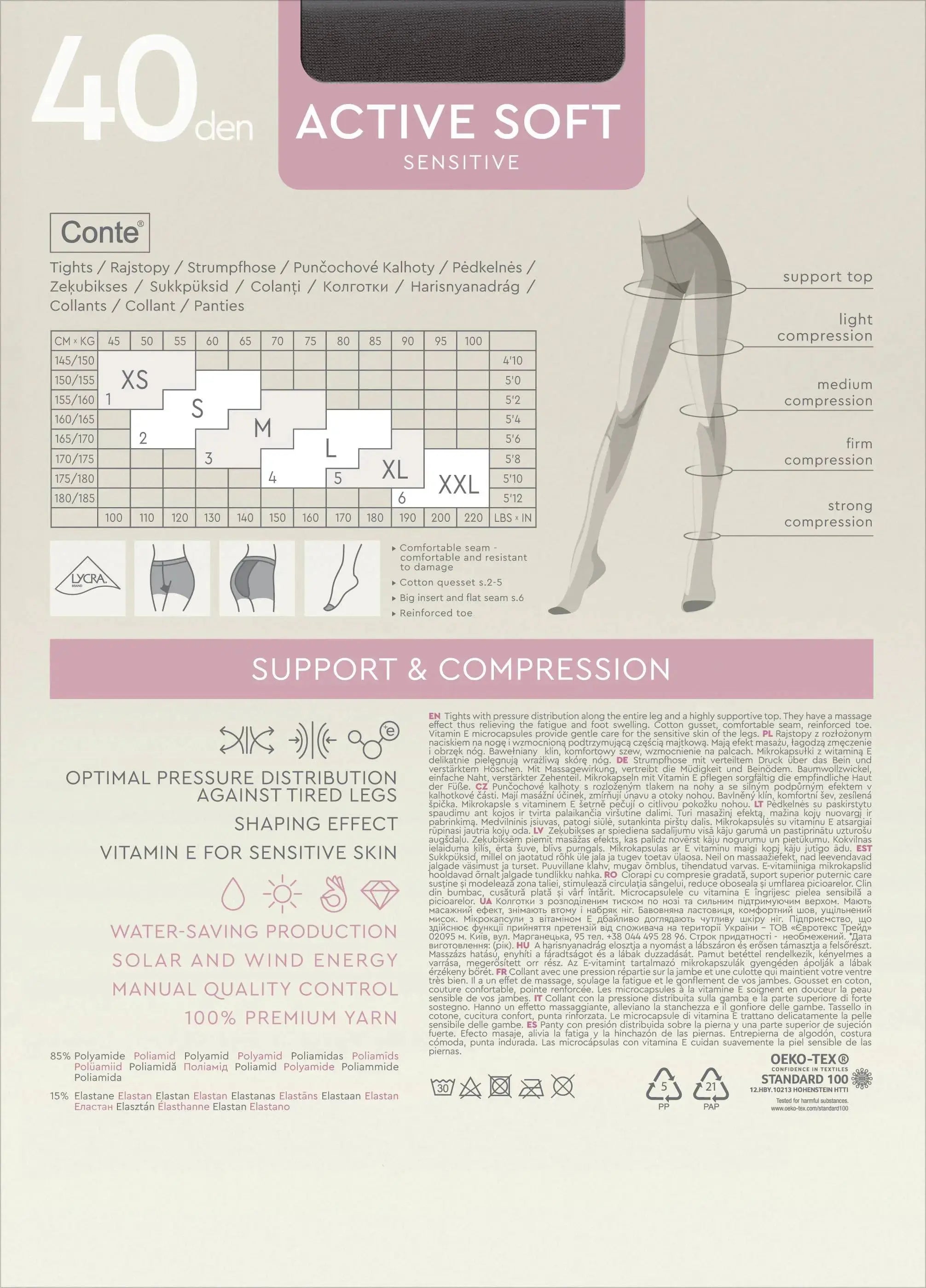 Conte Tights Active Soft 40 Den - Shaping Support with Vitamin E - Be Bliss Boutique