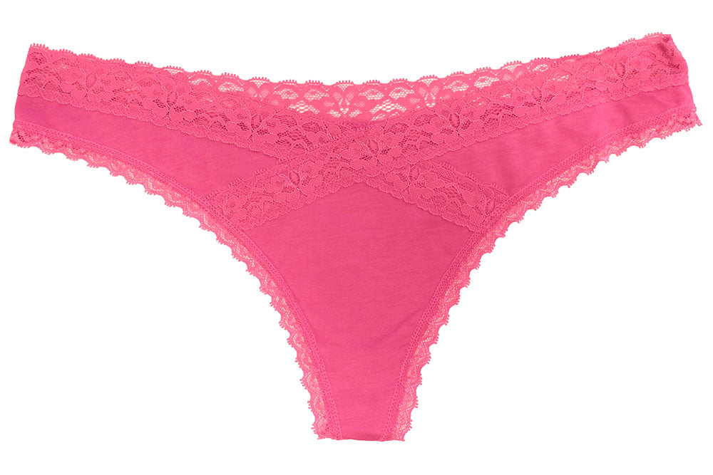 V-Front Modal Thong with Lace 3 Pack - Be Bliss Boutique