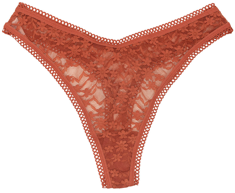 High Leg Daisy Lace Thong with Picot Trim - Be Bliss Boutique