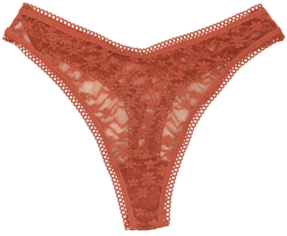 High Leg Daisy Lace Thong with Picot Trim - Be Bliss Boutique
