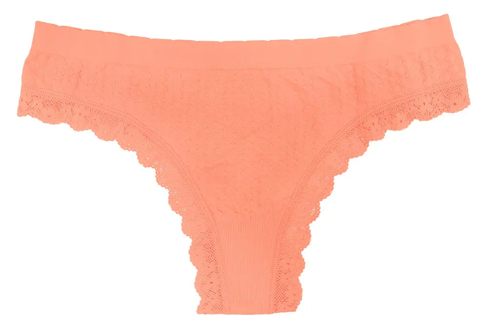 Scalloped Dot and Lace Tag Free Seamless Thong - Be Bliss Boutique