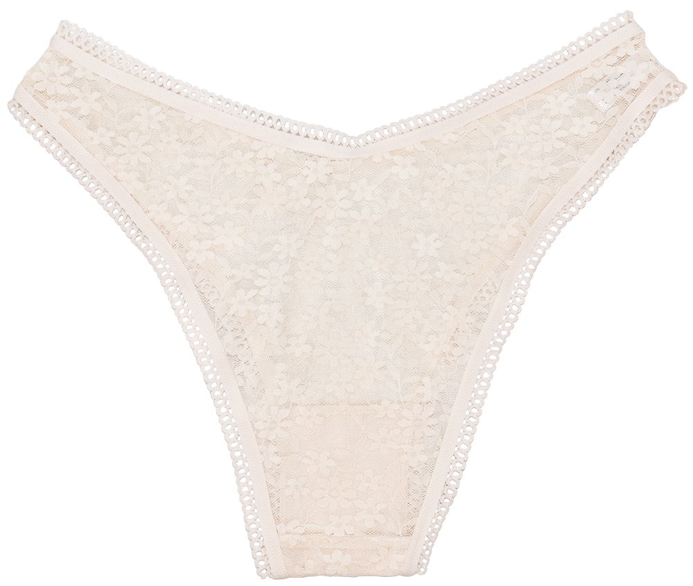High Leg Daisy Lace Cheeky with Picot Trim - Be Bliss Boutique