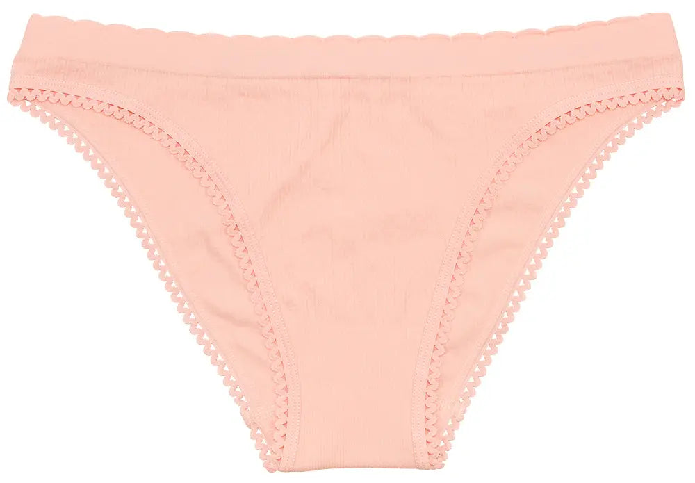 Seamless Textured Bikini with Picot Trim - Be Bliss Boutique