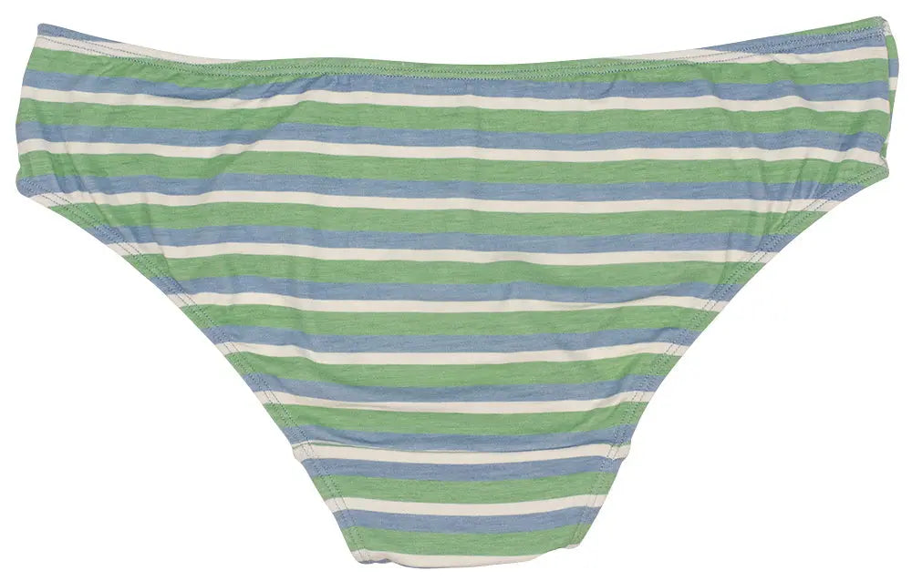 Blue and Green Striped Modal Bikini with Ruching - Be Bliss Boutique