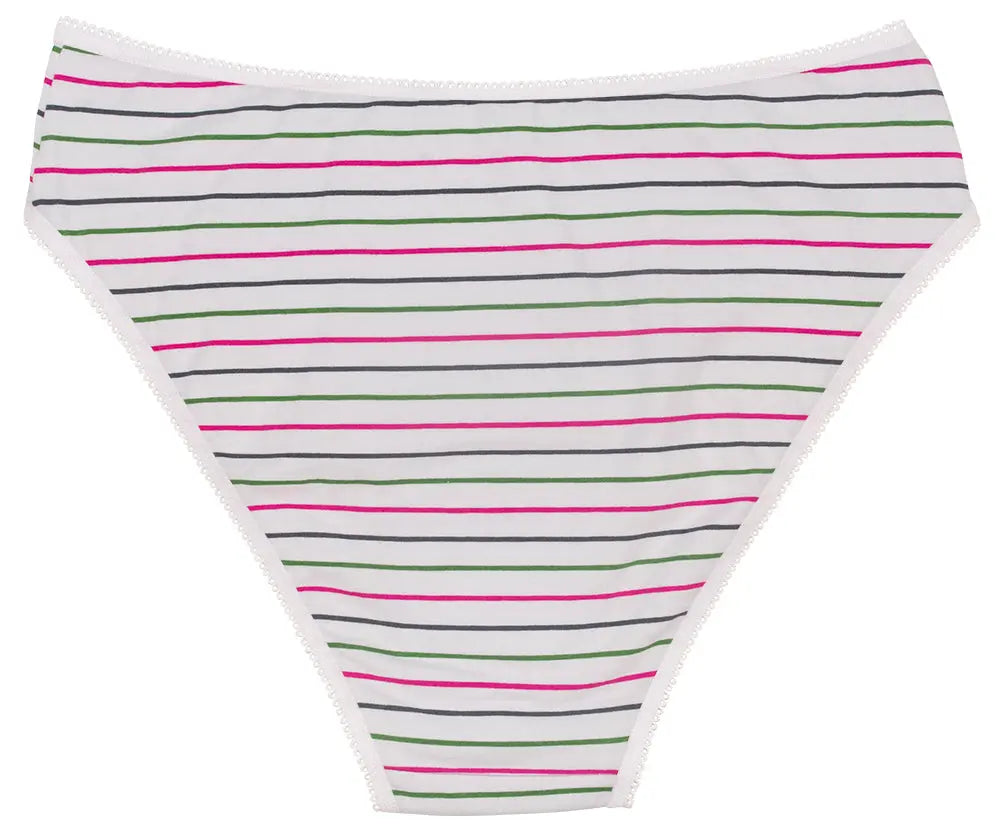 Printed Cotton High Waist Bikini with Picot Trim - Be Bliss Boutique