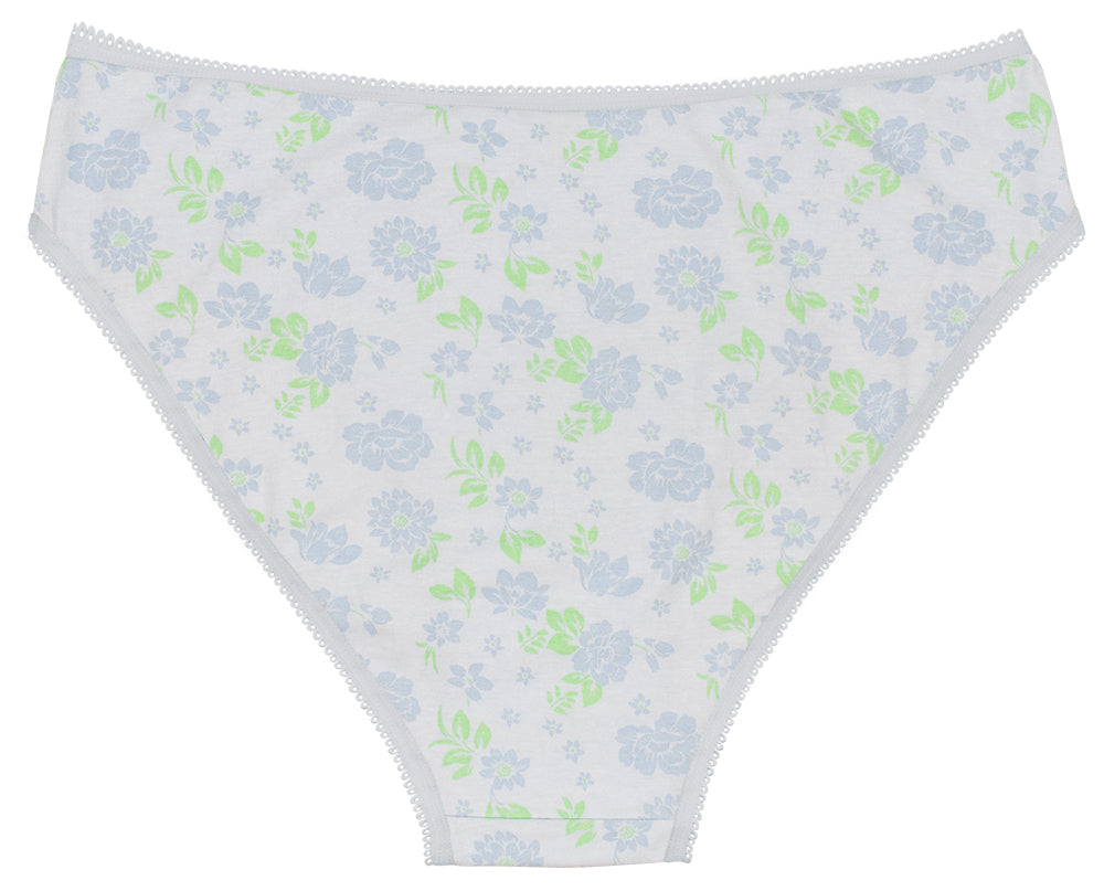 Printed Cotton High Waist Bikini with Picot Trim - Be Bliss Boutique