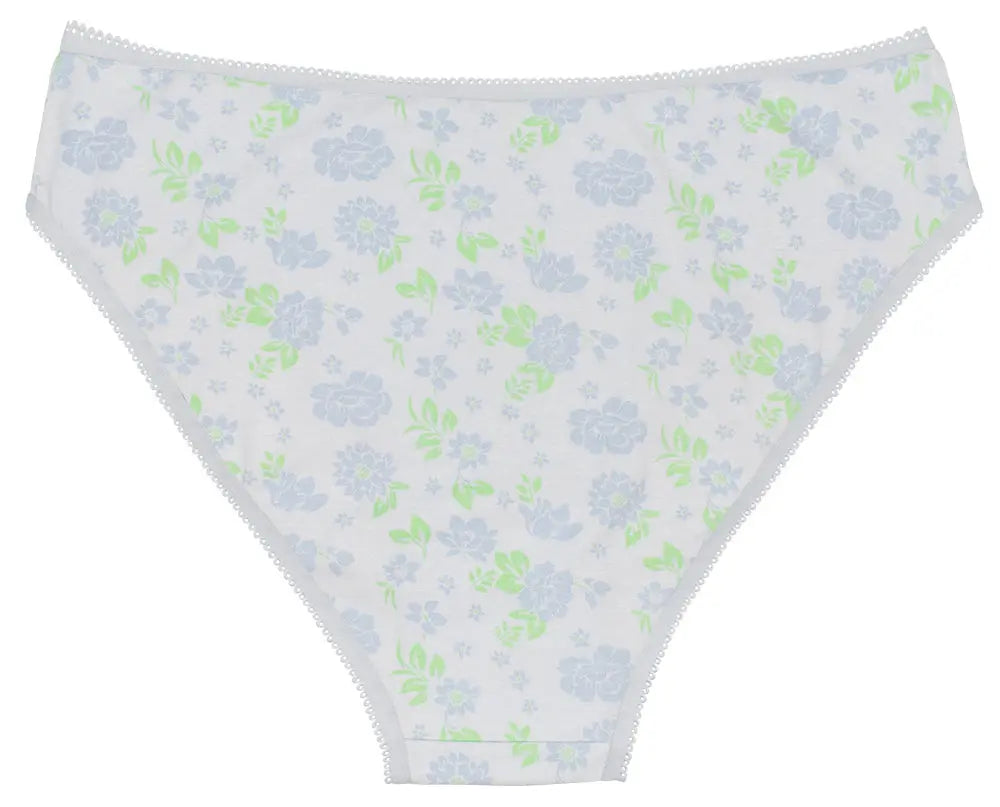 Printed Cotton High Waist Bikini with Picot Trim - Be Bliss Boutique
