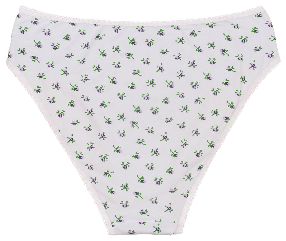 Printed Cotton High Waist Bikini with Picot Trim - Be Bliss Boutique