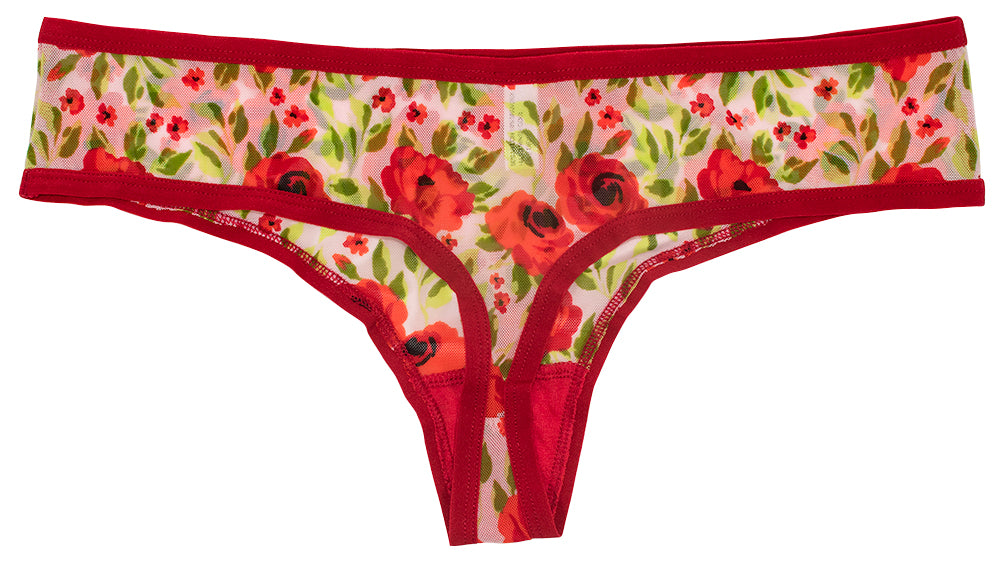 Winter Floral Mesh Thong – Sheer Comfort XS–3X - Be Bliss Boutique