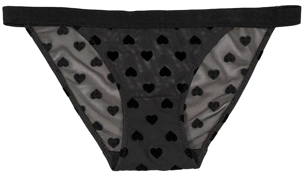 Heart Mesh Cheeky with Elastic Waist In Black - Be Bliss Boutique